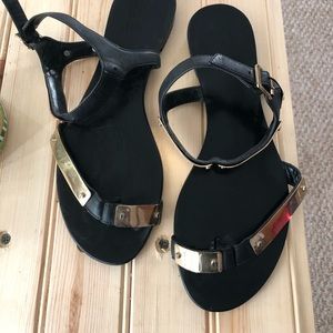 Black and Gold Sandals